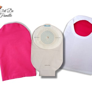 Cover Pocket Stoma Compatible Cover Colostomy Bag Ileostomy Fabric Several Type Of Pocket Color Solid Pink Raspberry Back White Handmade