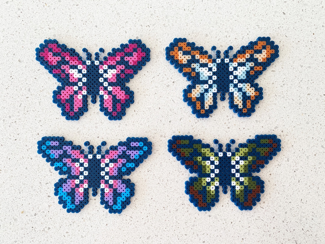 Butterfly Pixel Perler Beads Art, Can Be Fridge Magnet, Keychain