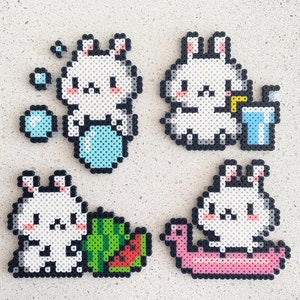 Kawaii Cats Perler Beads Art, Can Be Fridge Magnet, Keychain