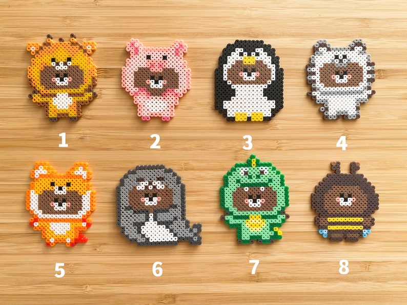 Line Friends Brown Bearperler Beads Art Can Be Fridge Etsy UK