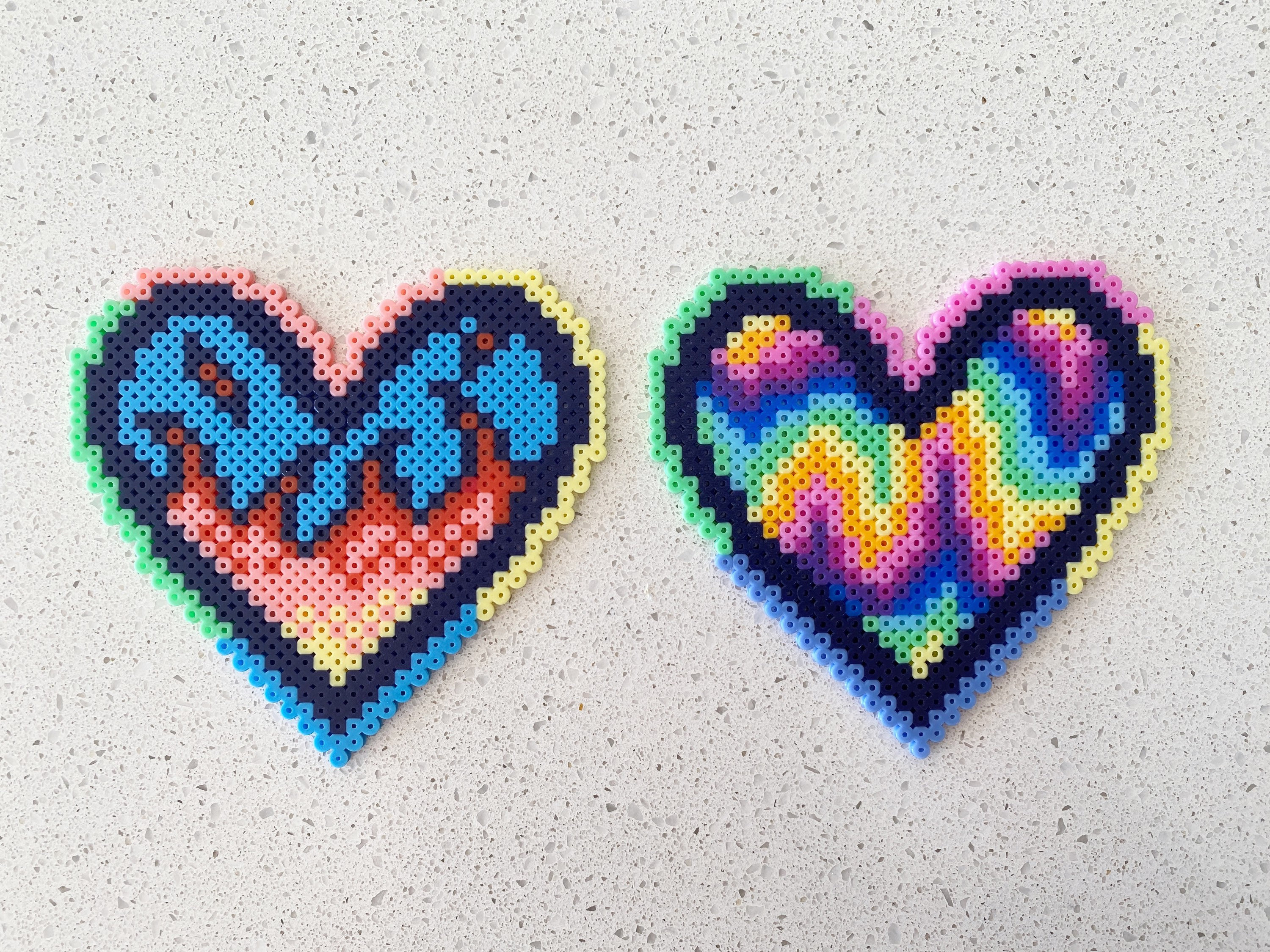 Melting Rainbow Heart Perler Bead Pattern, Bead Sprites