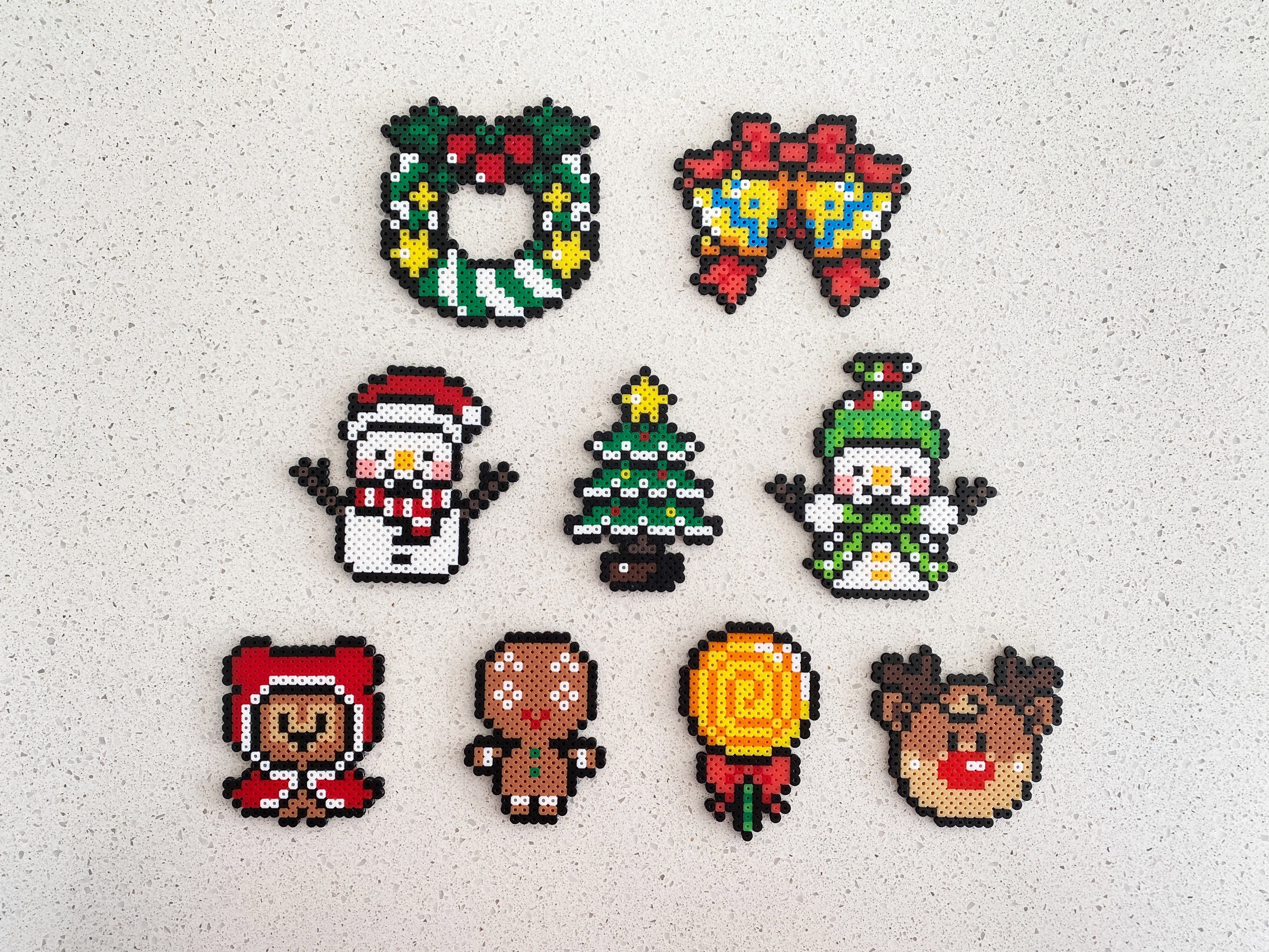 Perler Beads Set of 6 Christmas Magnets 