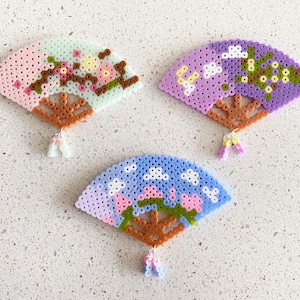 China Chic Hand Fans-Pixel Perler Beads Art, Can be Fridge Magnet, Keychain, Phone Charm and Badge!