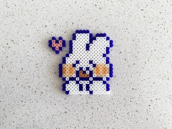 Adorable White Bunny Pixel Perler Beads Art, Can Be Fridge Magnet,  Keychain, Phone Charm and Badge -  Canada