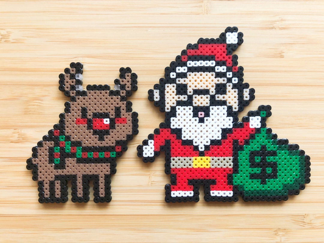 Bead Art Reindeer Hama Beads Christmas Santa Claus And Reindeer