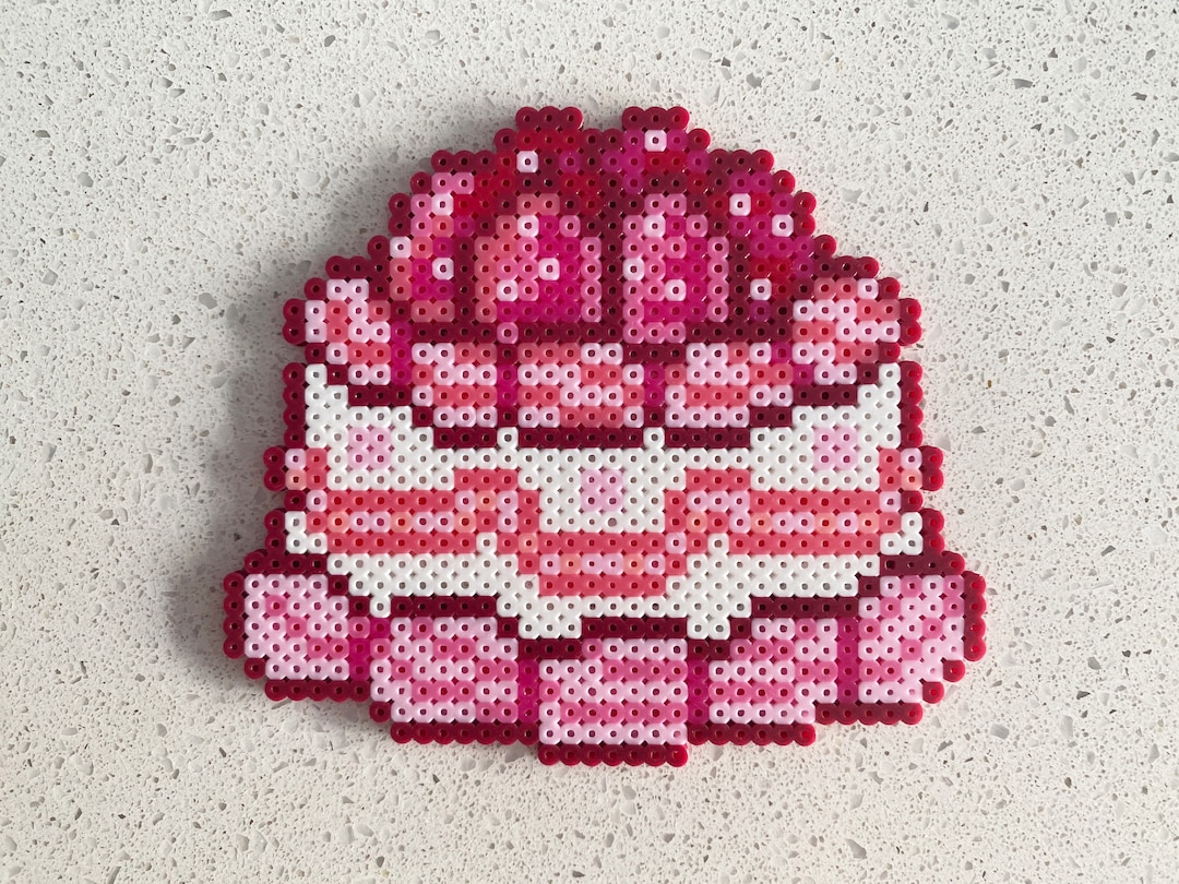 Strawberry Birthday Cake- Pixel Perler Beads Art, Can Be Fridge