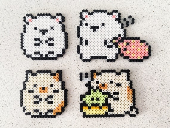 Kawaii Cats Perler Beads Art, Can Be Fridge Magnet, Keychain