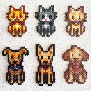Stardew Valley Cats and Dogs (Pets) -Pixel Perler Beads Art, Can be Fridge Magnet, Keychain, Phone Charm and Badge!