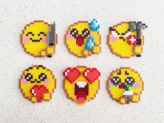 Emoji 3D Pixel Art perles perler peut etre un aimant pour refrigerateur un porte cle une breloque telephone et un badge Etsy France