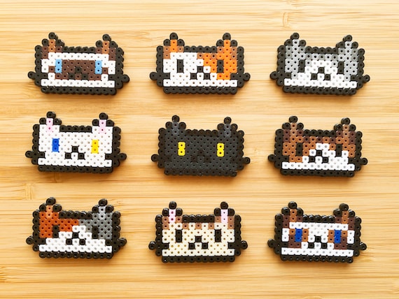 Kawaii Cat 8bit Pixel Perler Beads Art, Can Be Fridge Magnet