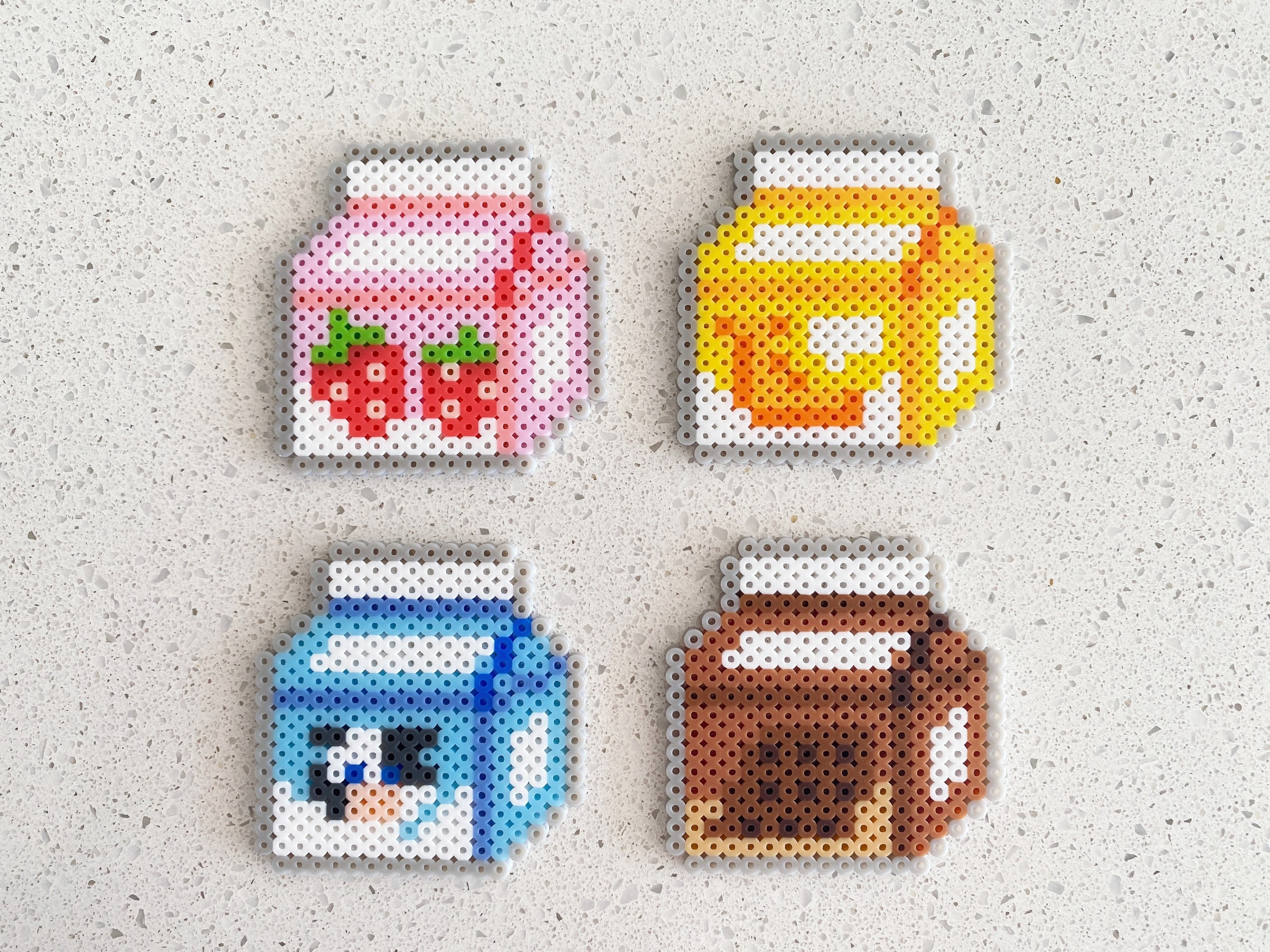 draw MILK BEADS BRACELET（BEADS:L） Milk Boxes- Pixel Perler Beads Art, Can Be Fridge Magnet, Keychain