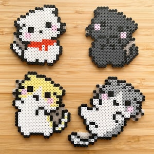 Kawaii Cat 8bit Pixel Perler Beads Art, Can Be Fridge Magnet, Keychain ...