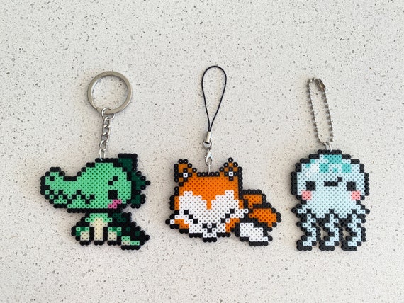White Bunny Pixel Perler Beads Art, Can Be Fridge Magnet, Keychain, Phone  Charm and Badge 