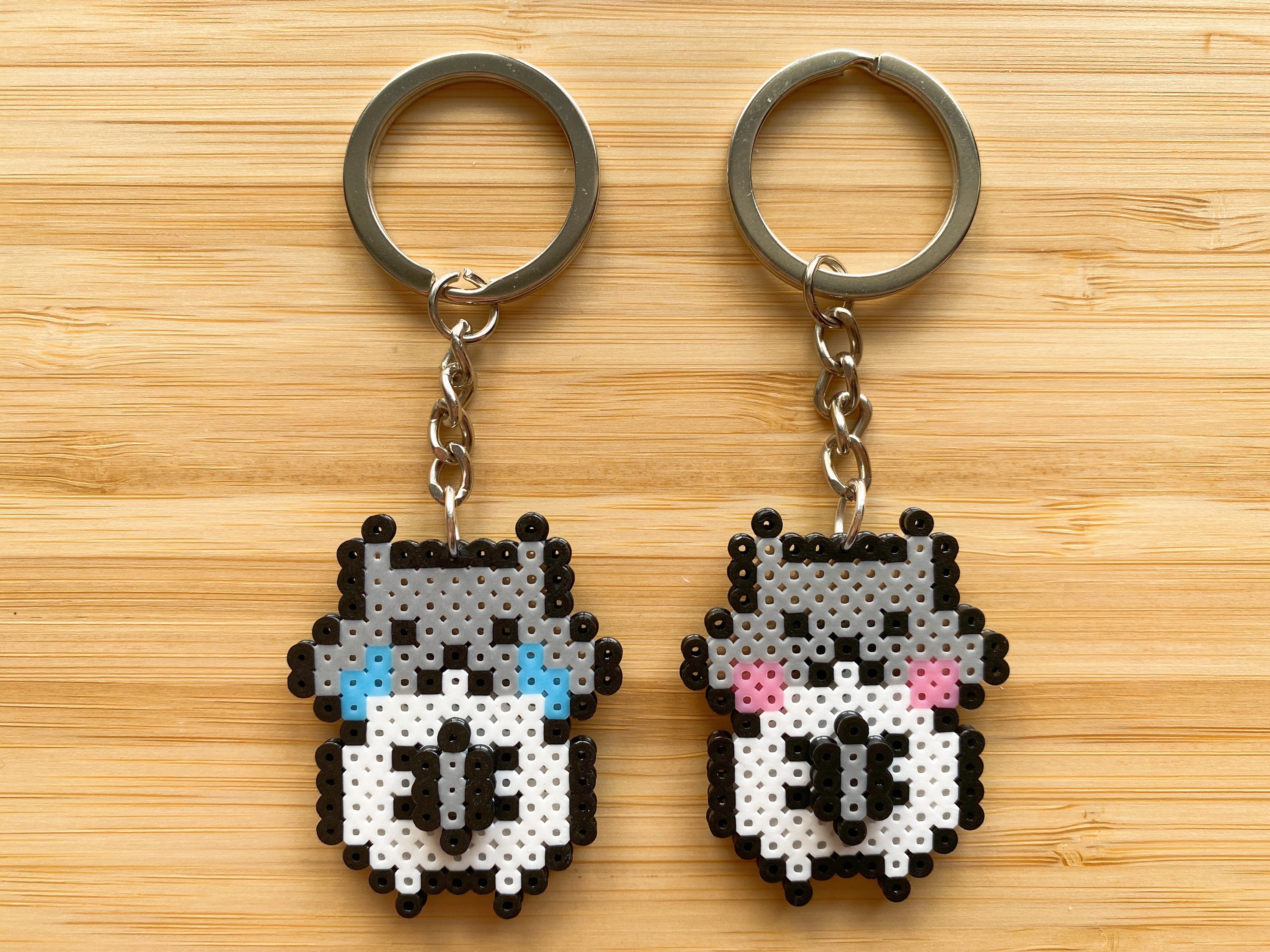 Kawaii Cat 8bit Pixel Perler Beads Art, Can Be Fridge Magnet, Keychain,  Phone Charm and Badge. 