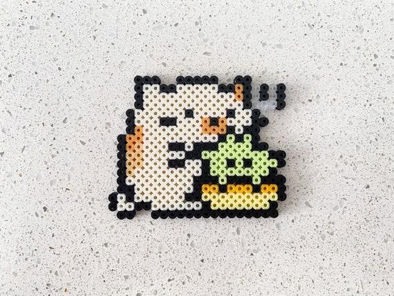 Kawaii Cat 8bit Pixel Perler Beads Art, Can Be Fridge Magnet