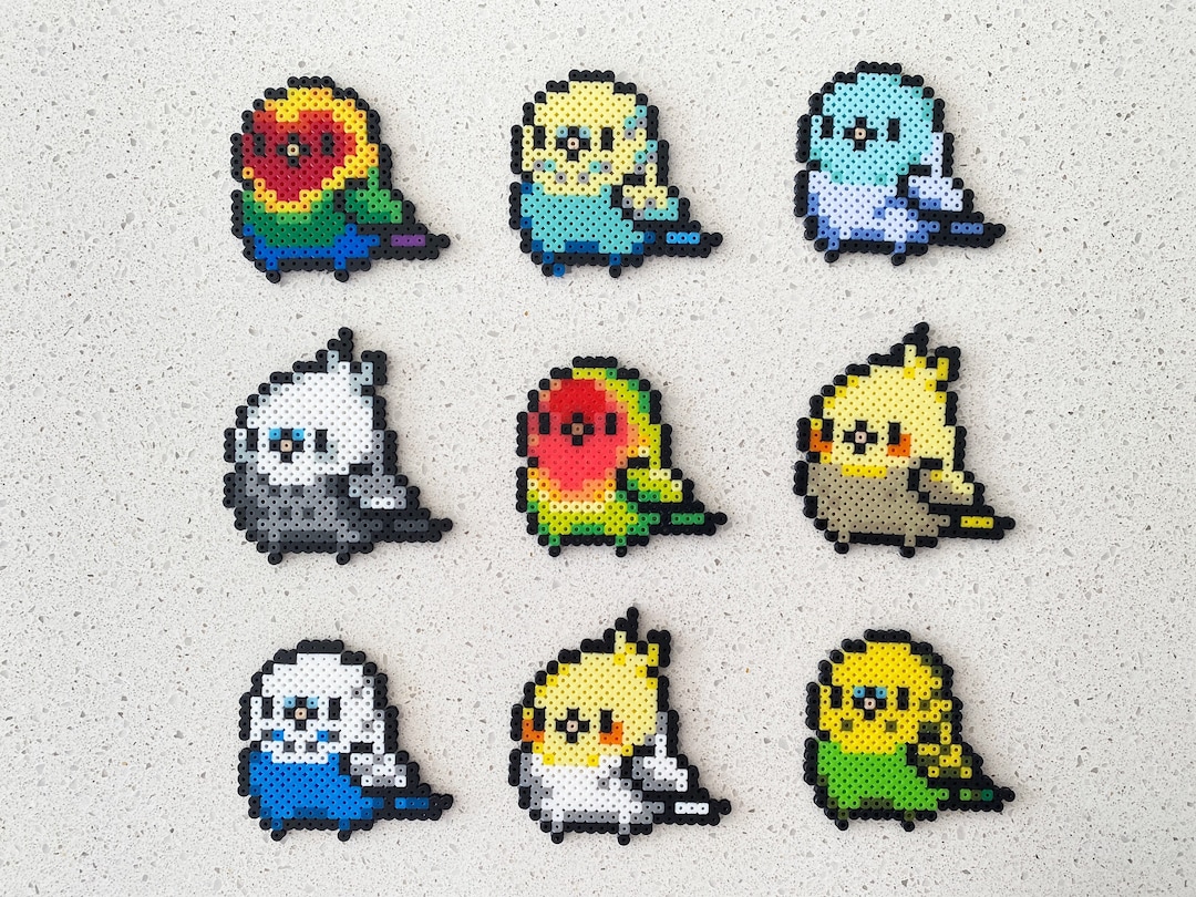 Little Birds Pixel Perler Beads Art Can Be Fridge Magnet Keychain cute-christmas-perler-bead-patterns-free-printable