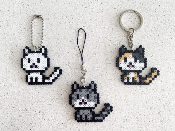 Kawaii Cats Perler Beads Art, Can Be Fridge Magnet, Keychain