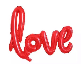 Love balloon script red