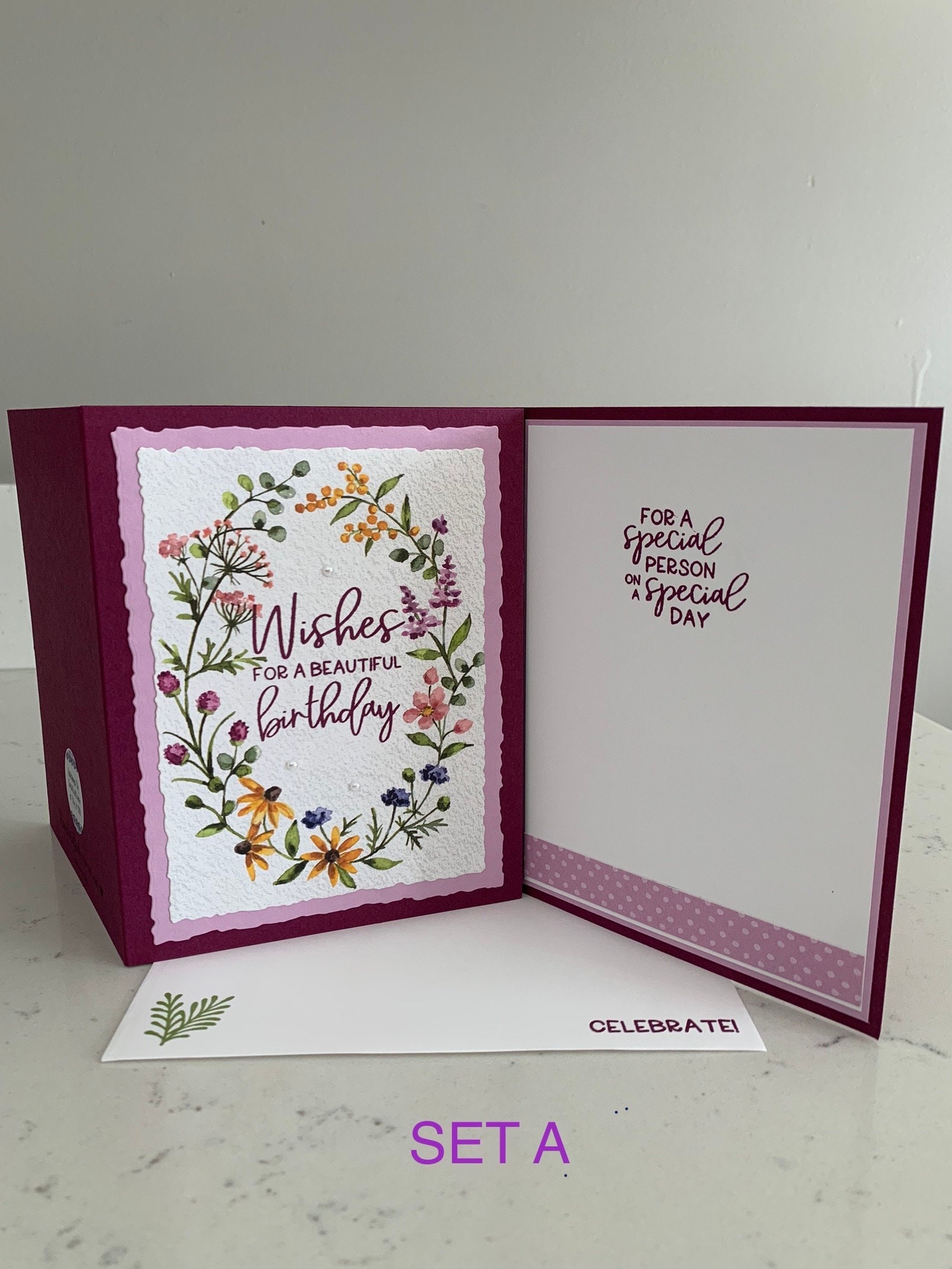 Handmade Cards Stampin up Set of 6 Happy Birthday Cards Dainty Flowers ...
