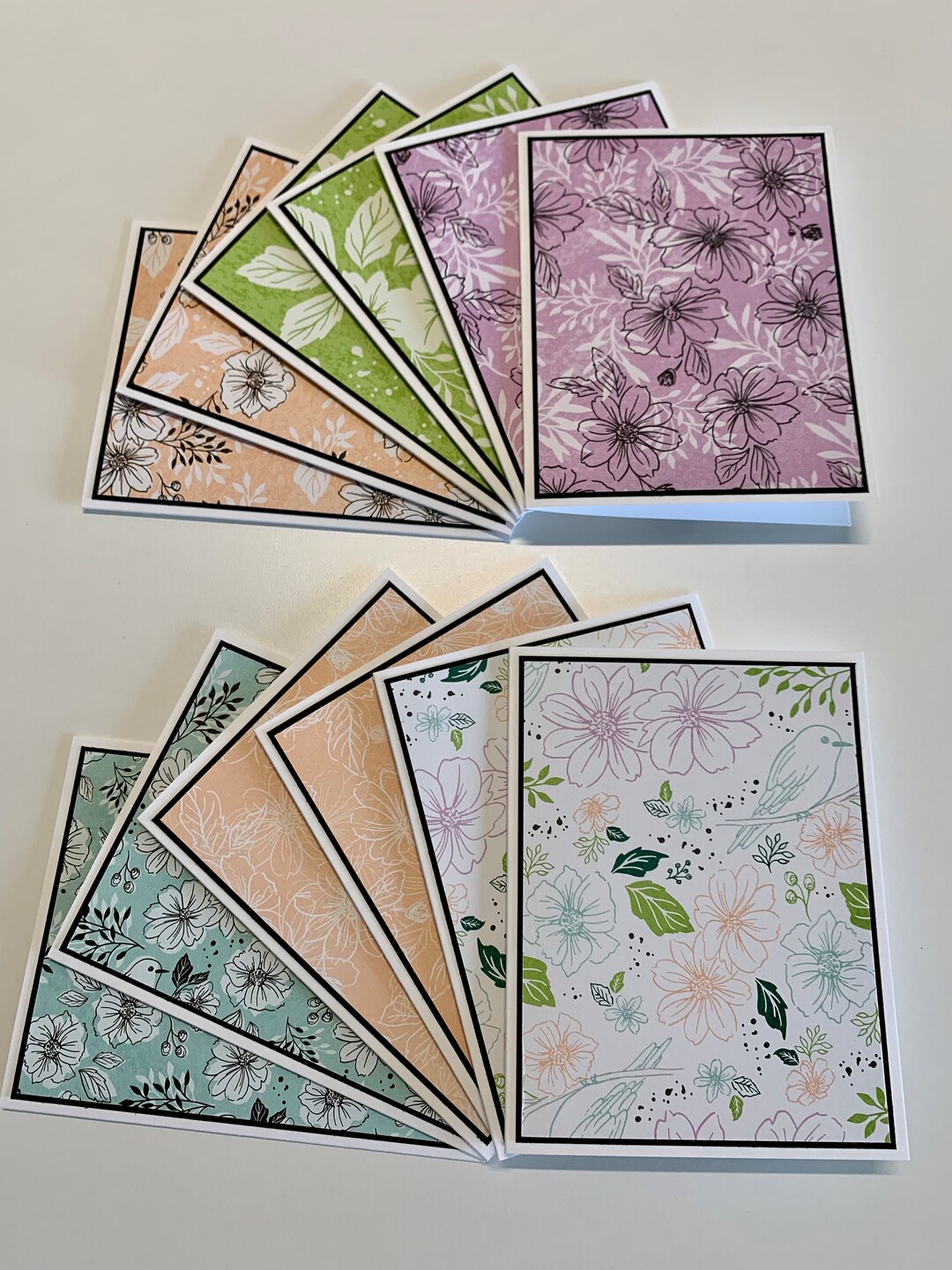 Handmade Stampin up Friendly Hello Designer Series Paper Notecards W