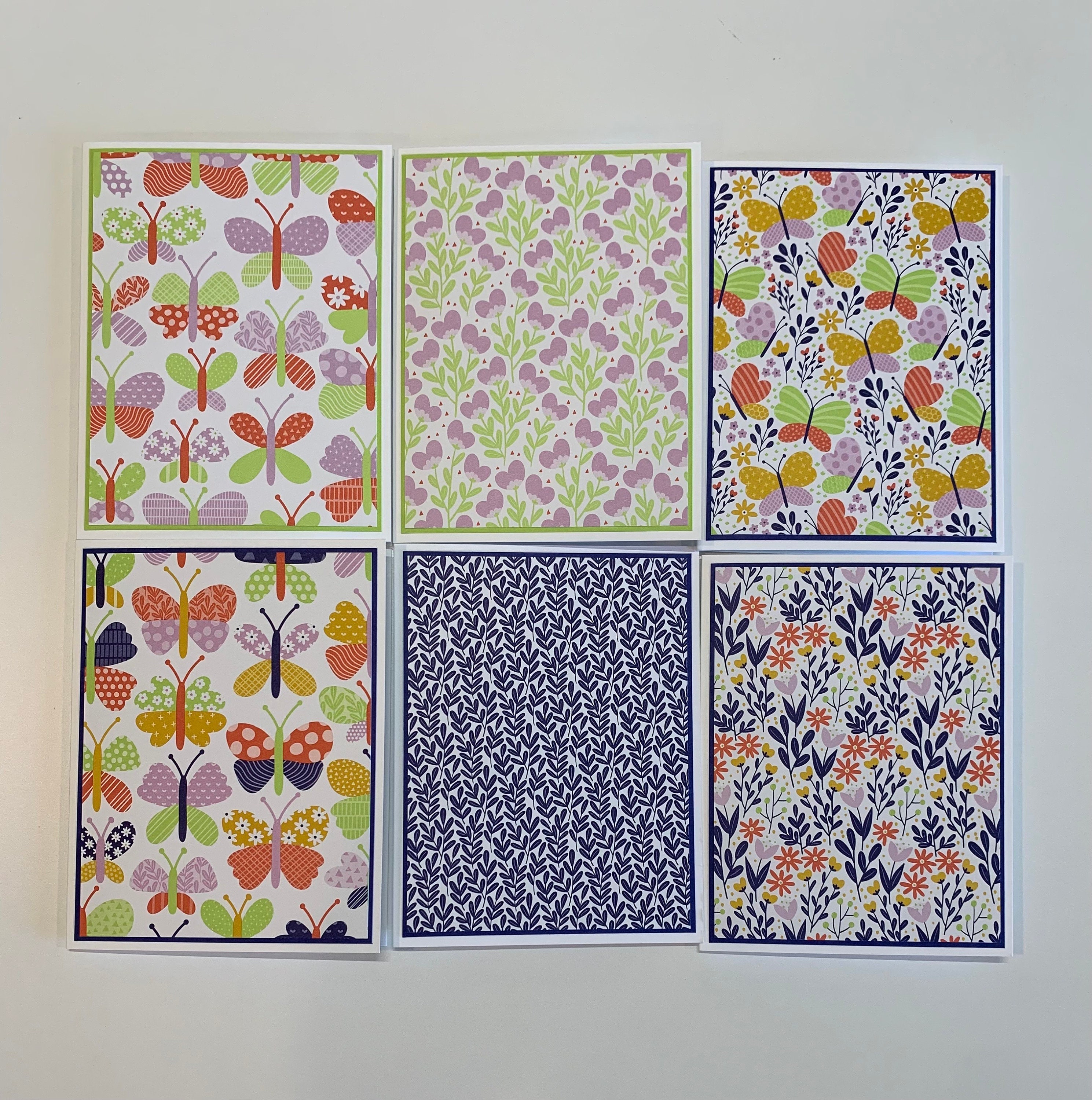 Handmade Stampin’ up Butterfly Kisses Designer Series Paper Notecards W ...