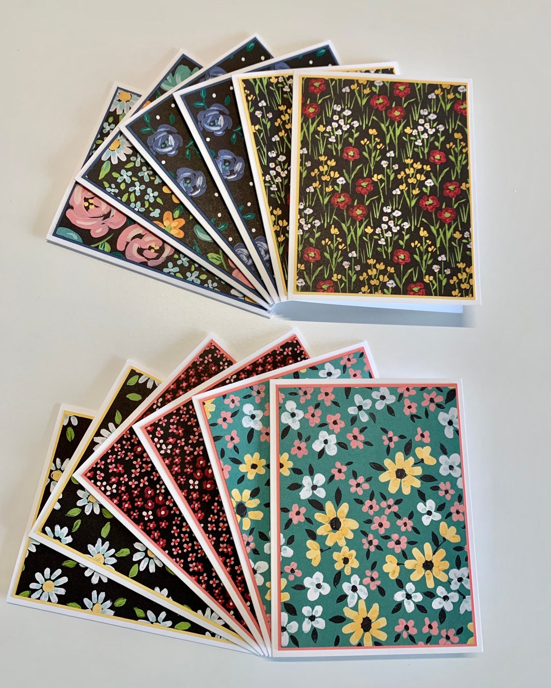Handmade Stampin’ up Flower & Field Designer Series Paper Notecards W ...