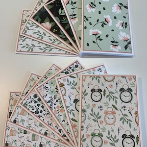 Handmade Carta Bella Textured Gather At Home Notecards with Envelopes - Set of 12 - Blank Inside - Plants and Clocks | Budget Friendly