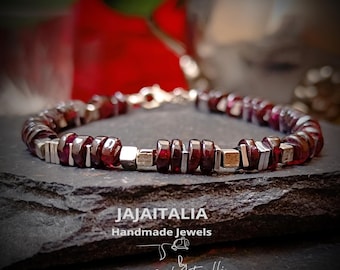 SKERON – Raw Ruby & Silver Bracelet