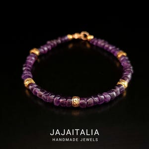 Handcrafted amethyst bracelet with gold details – Customizable jewelry made in Italy, an elegant gift idea
