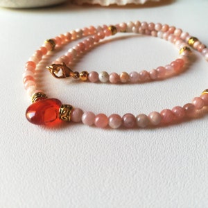 Pink Moonstone and Carnelian Necklace. Delicate and Feminine Jewel for Every Occasion