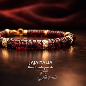 ARDEN - Men's bracelet in raw ruby. Handcrafted jewel made in Italy. Personalized gift.