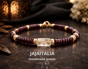 SOLARIS – Unisex Bracelet in Raw Ruby and Citrine Natural Gemstones Made in Italy