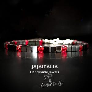 Bracciale da Uomo in Ematite e Rubino – Fatto a Mano con Argento 925, Personalizzabile, Protezione ed Energia