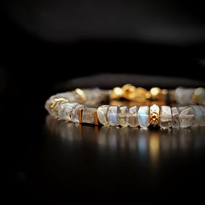 BRUMIO – Handmade Labradorite Bracelet with Golden Hematite & Tibetan Brass Accents Custom Men’s/Unisex Jewelry image 4