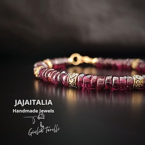 Men&#39;s bracelet in raw ruby. Handcrafted jewel made in Italy. Personalized gift.