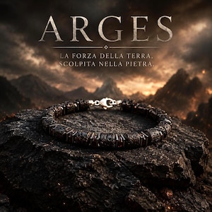ARGES • Lavastenarmband för män • Rå rubin • Hematit • Sterlingsilver • Tillverkad i Italien