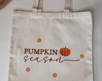 Pumpkin Season Einkaufstasche, süße Herbsttasche aus Canvas, wiederverwendbare Einkaufstasche