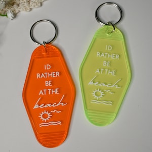 Je serais plutôt à la plage porte-clé, porte-clé d&#39;hôtel de plage rétro, porte-clé de motel vintage, accessoires de clé mignons, cadeau pour des amis
