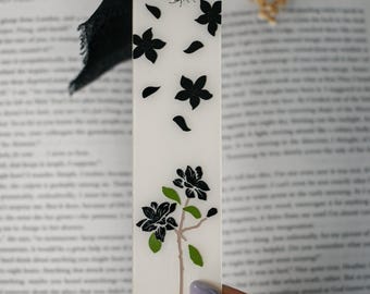 Morning Glory Acryl Lesezeichen, niedliches Blumen Lesezeichen, handgemachte Lesezeichen mit Band, Geschenk für Buchliebhaber