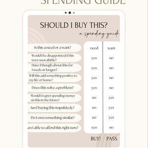 Spending Plan and Buying Guide for Personal Purchases, Instant Download ...