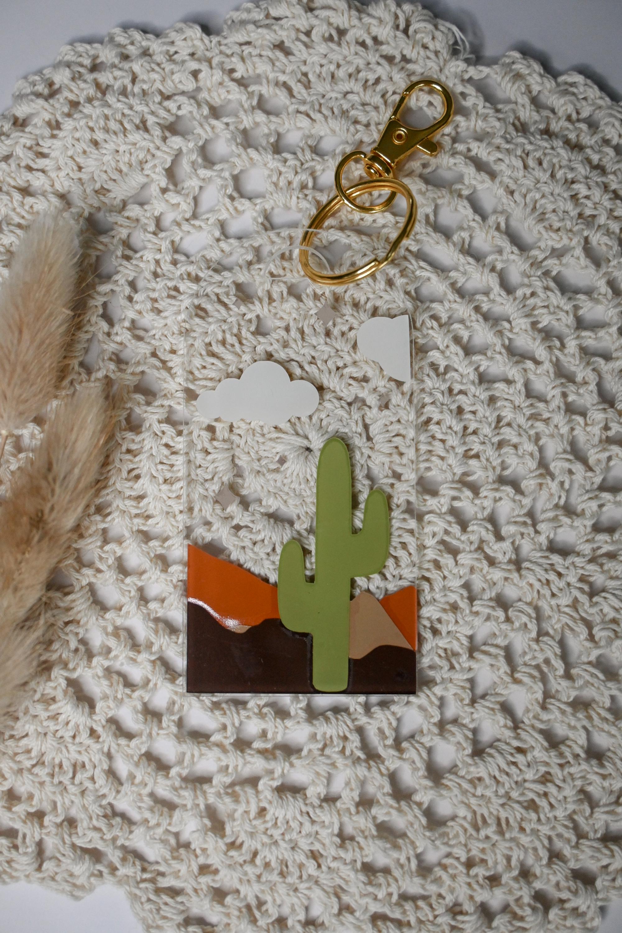 Arizona Cactus Keychain, Arizona Mountains Decor, Boho Keychain, Cute ...