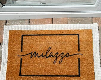 Last Name Doormat, Personalized Welcome Doormat, Custom Doormat, Front Door Decor, Housewarming Gift, Wedding Gift, Closing Gift