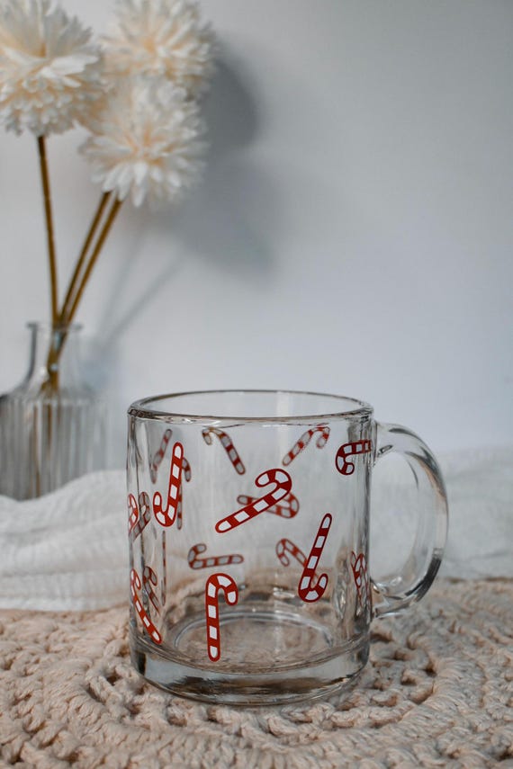Candy Cane Glass Mug, Holiday Gift, Hot Cocoa Mug, Candy Cane Coffee Mug,  Christmas Holiday Decor, Christmas Candy Canes, 15oz Glass Mug - Etsy