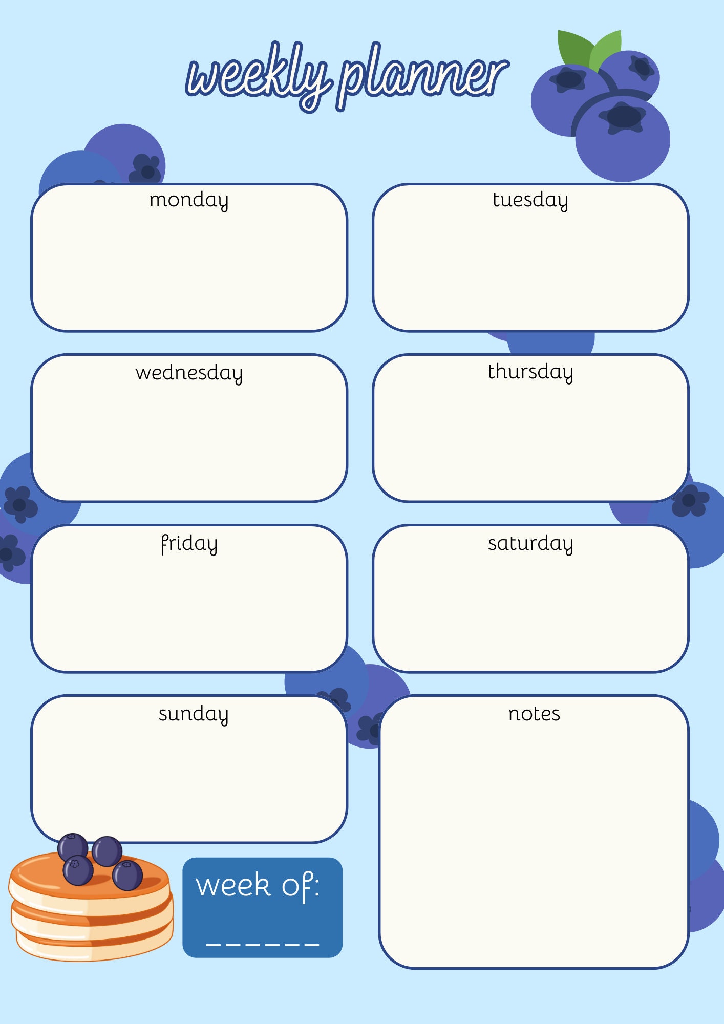 Cute Fruit Weekly Planner, Printable and Instant Digital Download ...