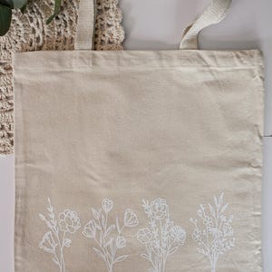 Flower Bouquet Reusable Shopping Bag, Cute Floral Canvas Bag, Gifts For Her, Gifts For Friends