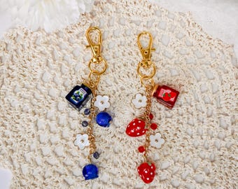 Jam Charm Beaded Keychain For Bags, Cute Fruit Beaded Keychain, Handmade Beaded Accessory, Short Beaded Keychain