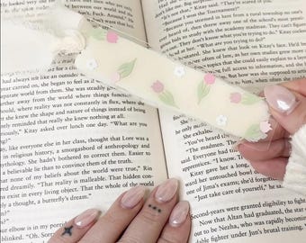 Tulpe Acryl Lesezeichen, niedliches Blumen Lesezeichen, handgemalte Lesezeichen mit Band, Geschenk für Buchliebhaber