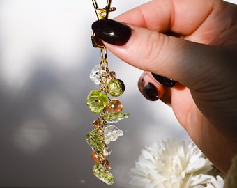 Leaf Charm Beaded Keychain, Cottagecore Handmade Beaded Accessory, Short Beaded Keychain For Bags