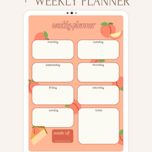 Cute Peach Weekly Planner, Printable and Instant Digital Download ...