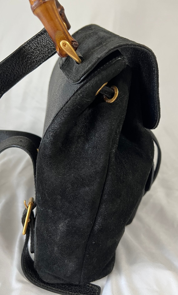 Vintage Gucci Black Suede Mini Backpack - image 7
